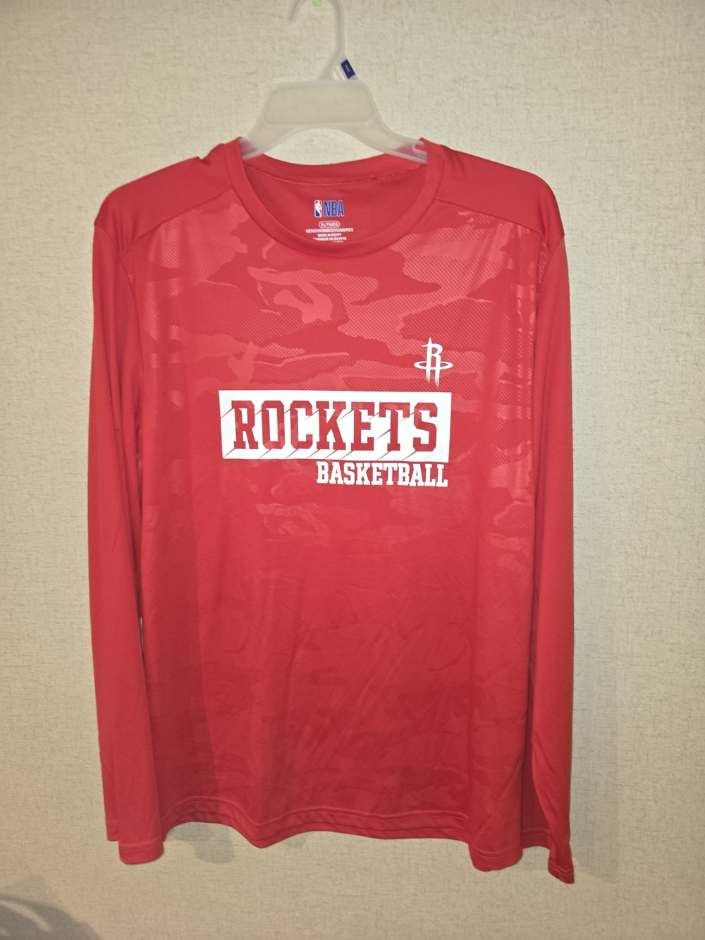 Houston Rockets Red Long-Sleeve Performance Shirt Xl New Mens